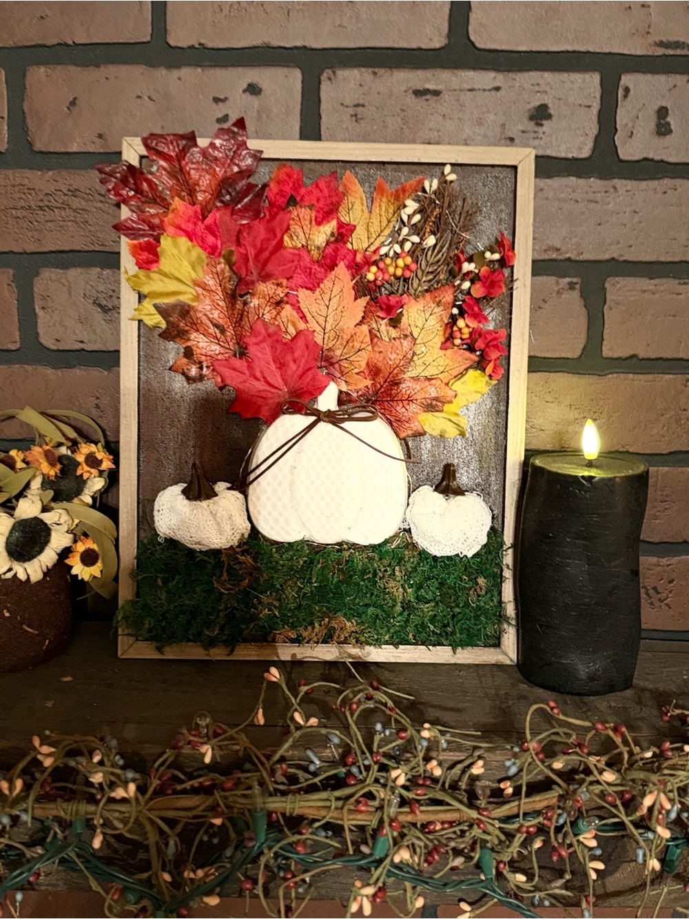 Autumn Pumpkin Shadowbox Wall Art - White Pumpkin Fall Decor